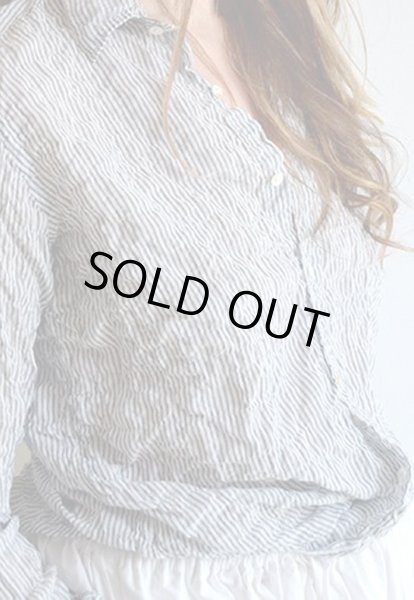 画像4: PIP-SQUEAK CHAPEAU コットン BOY シャツブラウス／NAVY STRIPES(Lのみ) (4)