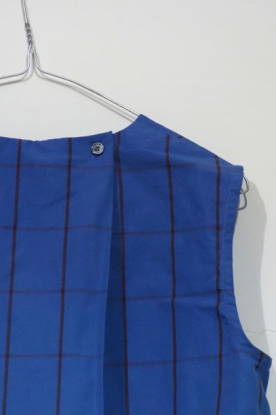 画像4: MAKIE WOMENS ノースリーブワンピース PAULA／BLUE CHECK(M/Lのみ) (4)