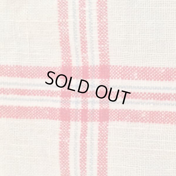 画像4: ビンテージ リネン古布 (B)／ナチュラルXレッド (4)