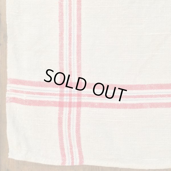 画像3: ビンテージ リネン古布 (B)／ナチュラルXレッド (3)