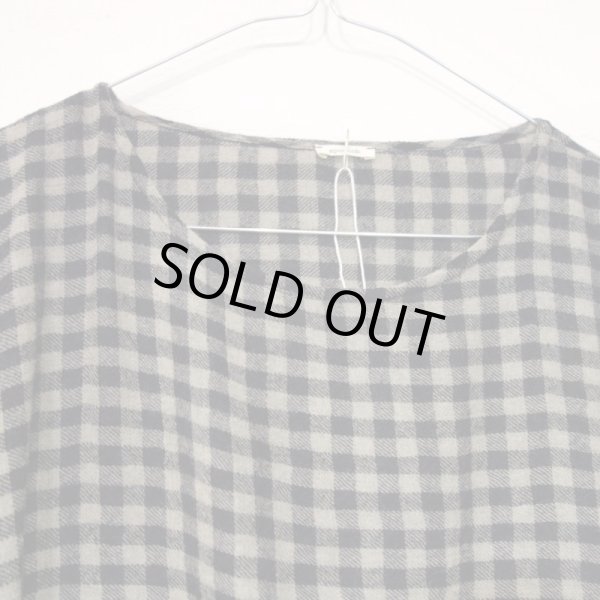 画像3: a.b (apuntob) ウール切替ワンピース（ギンガム）／淡褐色 x 黒(Mのみ) (3)