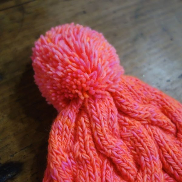 画像2: MAKIE ポンポン・ニット帽／ORANGE (Sのみ) (2)