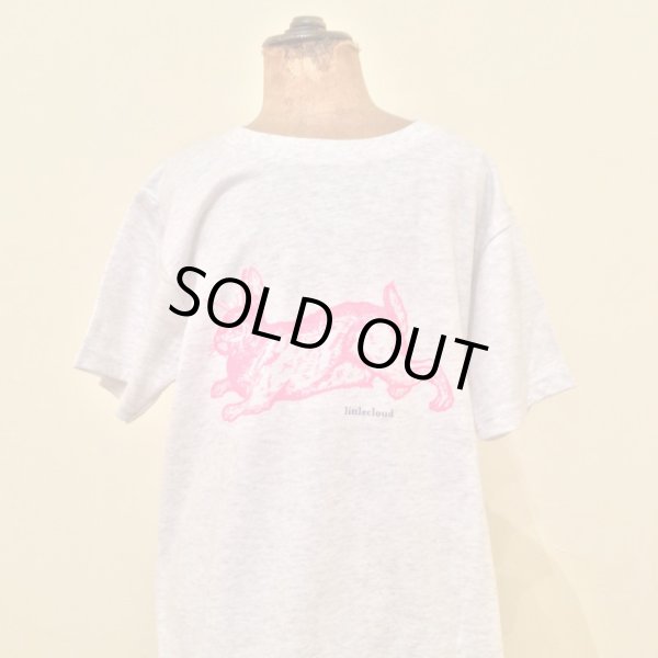 画像2: littlecloud PRINT-TEE（ウサギ）／GRAY x PINK(140センチのみ) (2)