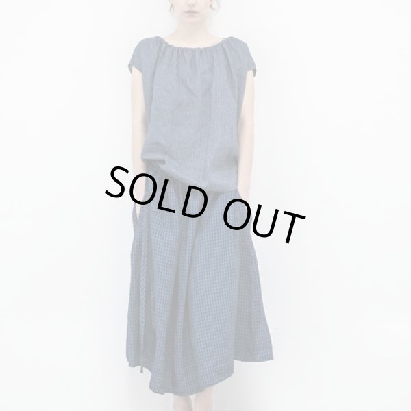 画像2: a.b (apuntob) リネン・スカート P906（ギンガムブルー）／T1608 QUADRO PICCOLO (2)