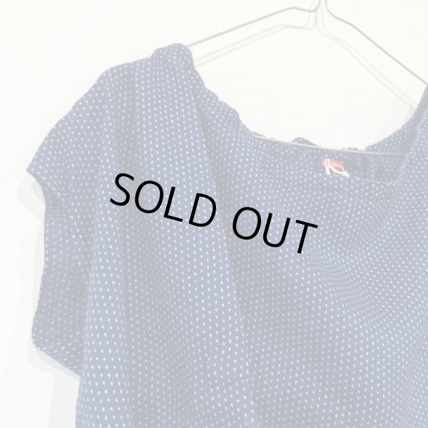 画像2: a.b (apuntob) リネンブラウス P895／T1609 NAVY-DOTS (Sのみ) (2)