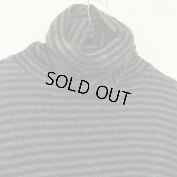 画像2: album di famiglia  ユニセックス ボーダータートルネック／GREEN(M/Lのみ) (2)