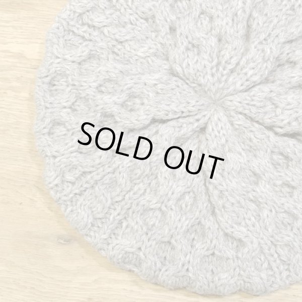 画像2: HILAND 2000 UNISEX ウールニット・ケーブル編みベレー帽／ナチュラル (2)