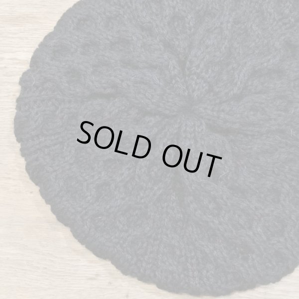 画像2: HILAND 2000 UNISEX ウールニット・ケーブル編みベレー帽／ブラック (2)