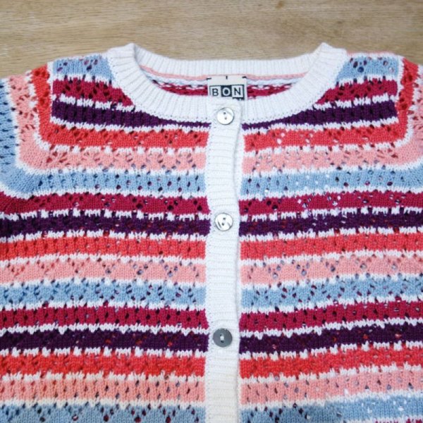 画像2: BONTON マルチストライプ カーディガン／700 RAY MULTICOL(4,6,8才) (2)
