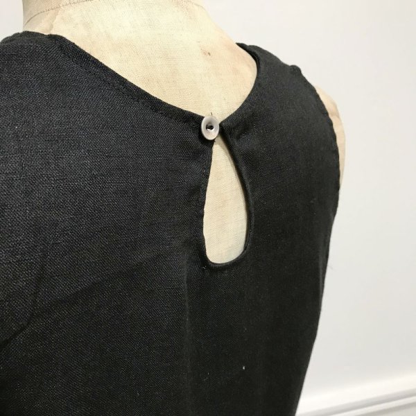 画像6: VDJ レディース UNIFORME リネン ノースリーブワンピース（バイカラー：ポルカドット）／LIN NOIR ET POIS (6)