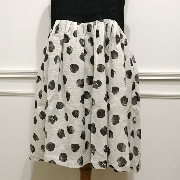 画像4: VDJ レディース UNIFORME リネン ノースリーブワンピース（バイカラー：ポルカドット）／LIN NOIR ET POIS (4)