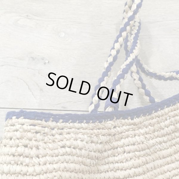 画像3: NORO トリムラインの入ったラフィアバッグ／NATURALL-BLUELINE (3)