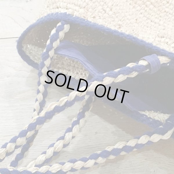 画像4: NORO トリムラインの入ったラフィアバッグ／NATURALL-BLUELINE (4)