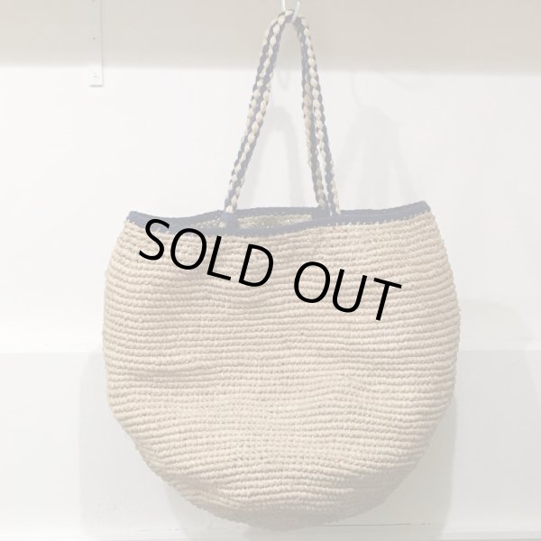 画像7: NORO トリムラインの入ったラフィアバッグ／NATURALL-BLUELINE (7)