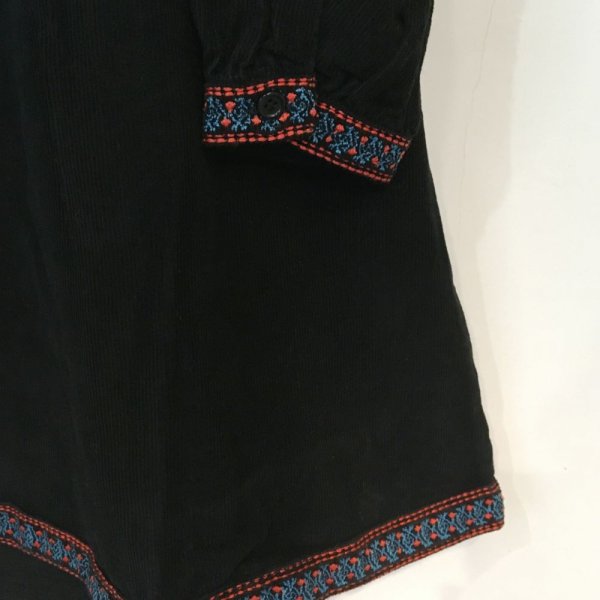 画像3: BONTON 細畝コーデュロイ・チロリアン刺繍ワンピース PEONY／951 NOIR   (6,12才)    (3)
