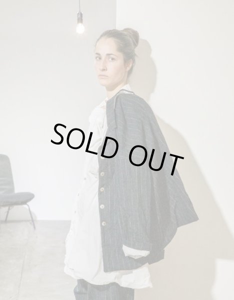 画像6: #4255 PINSTRIPED LOOSE BLAZER -BLACK- (6)