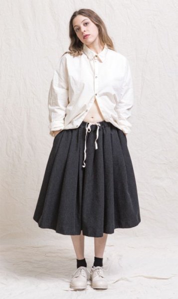 画像1: ALBUM #32_25 PLEATED SKIRT - SLATE - / LIMITED (1)