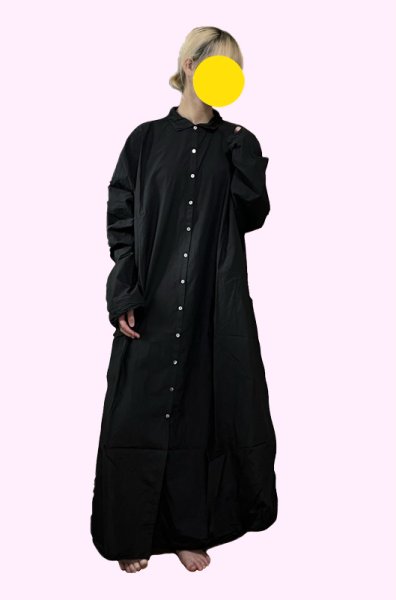 画像1: 31_206  LONG SHIRT DRESS ／BLACK (Lサイズのみ) (1)